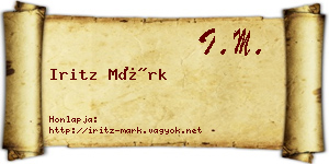 Iritz Márk névjegykártya